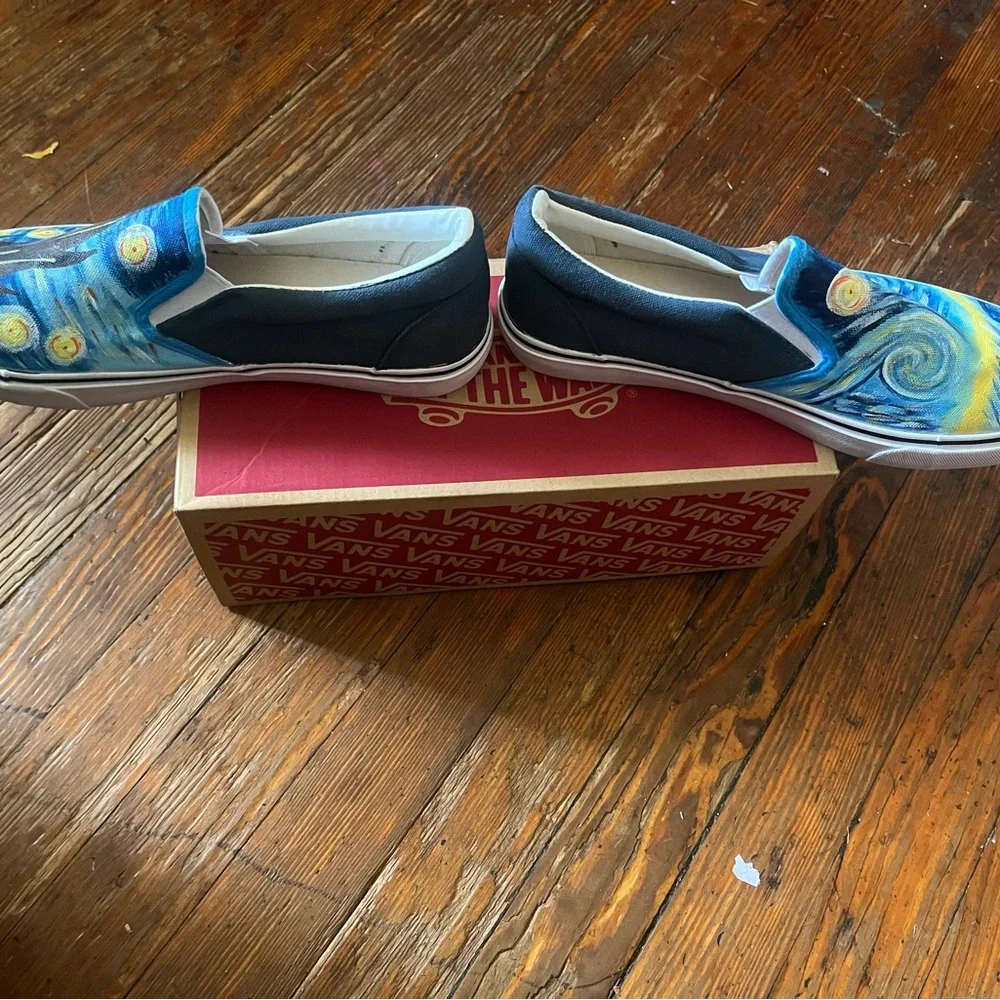 Hand-Painted Starry Sky Slip-On Canvas Shoes - Blue